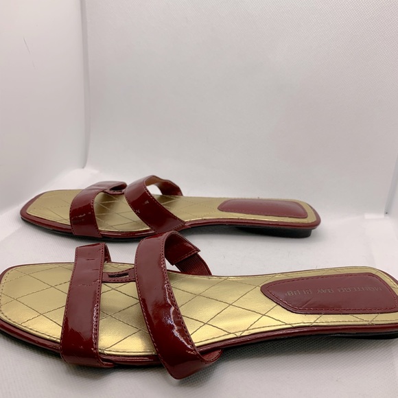 Montego Bay Club Red Gold Sandals Strappy Slip On Flat Shoes US Size 6.5 - Picture 6 of 7